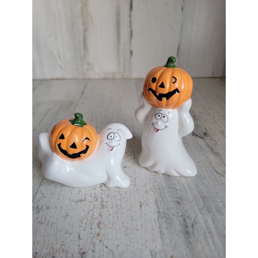 grim reaper Halloween mini ghost set ceramic pumpkin funny vintage home decor